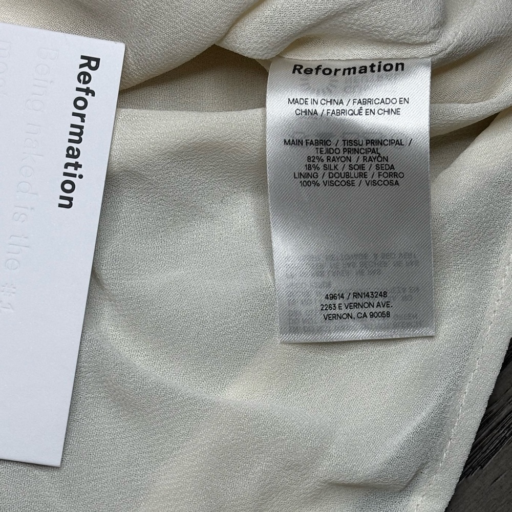 Reformation Violette Velvet Halter Top Fior Di Latte Ivory Silk Blend NWT Size M - Picture 7 of 7